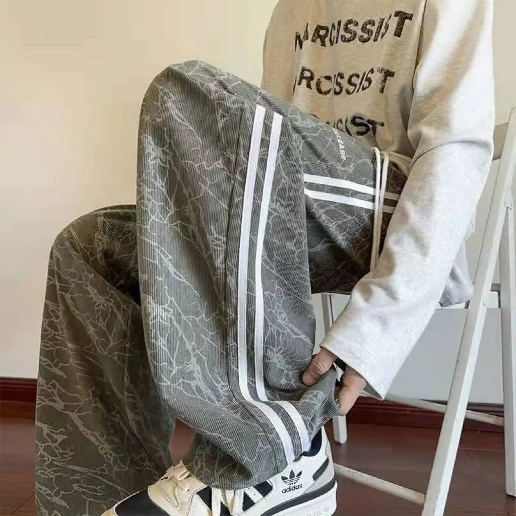 Striped Corduroy Straight Pants