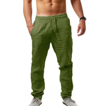Solid-Color Loose Cotton Linen Pants