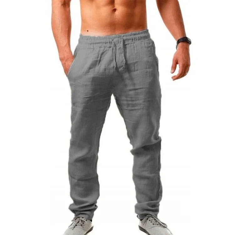 Solid-Color Loose Cotton Linen Pants