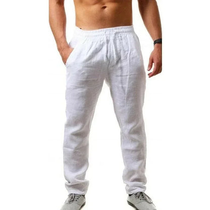 Solid-Color Loose Cotton Linen Pants