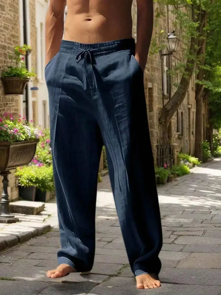 Breathable Wide-Leg Linen Pants