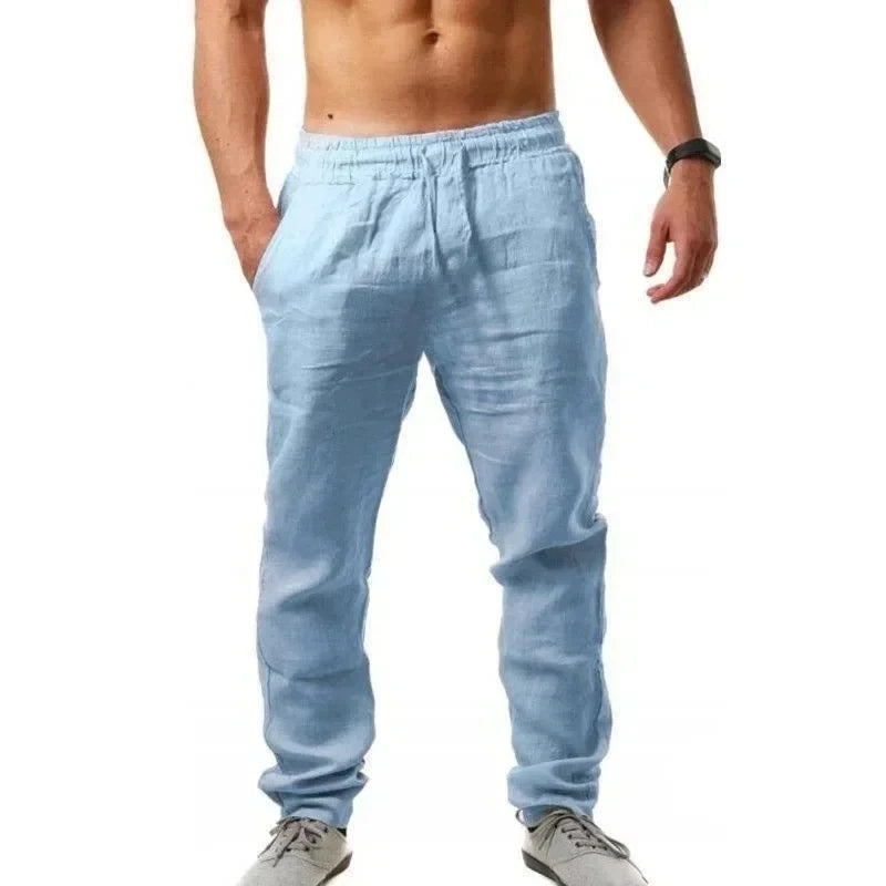 Solid-Color Loose Cotton Linen Pants
