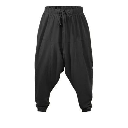 Cotton Linen Drop-Crotch Harem Pants