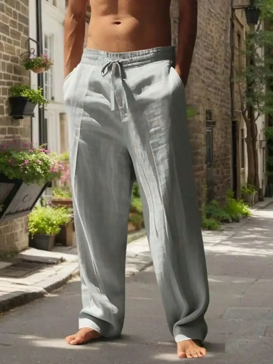 Breathable Wide-Leg Linen Pants