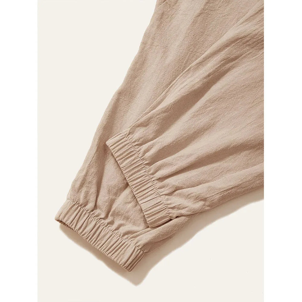 Cotton Linen Drop-Crotch Harem Pants