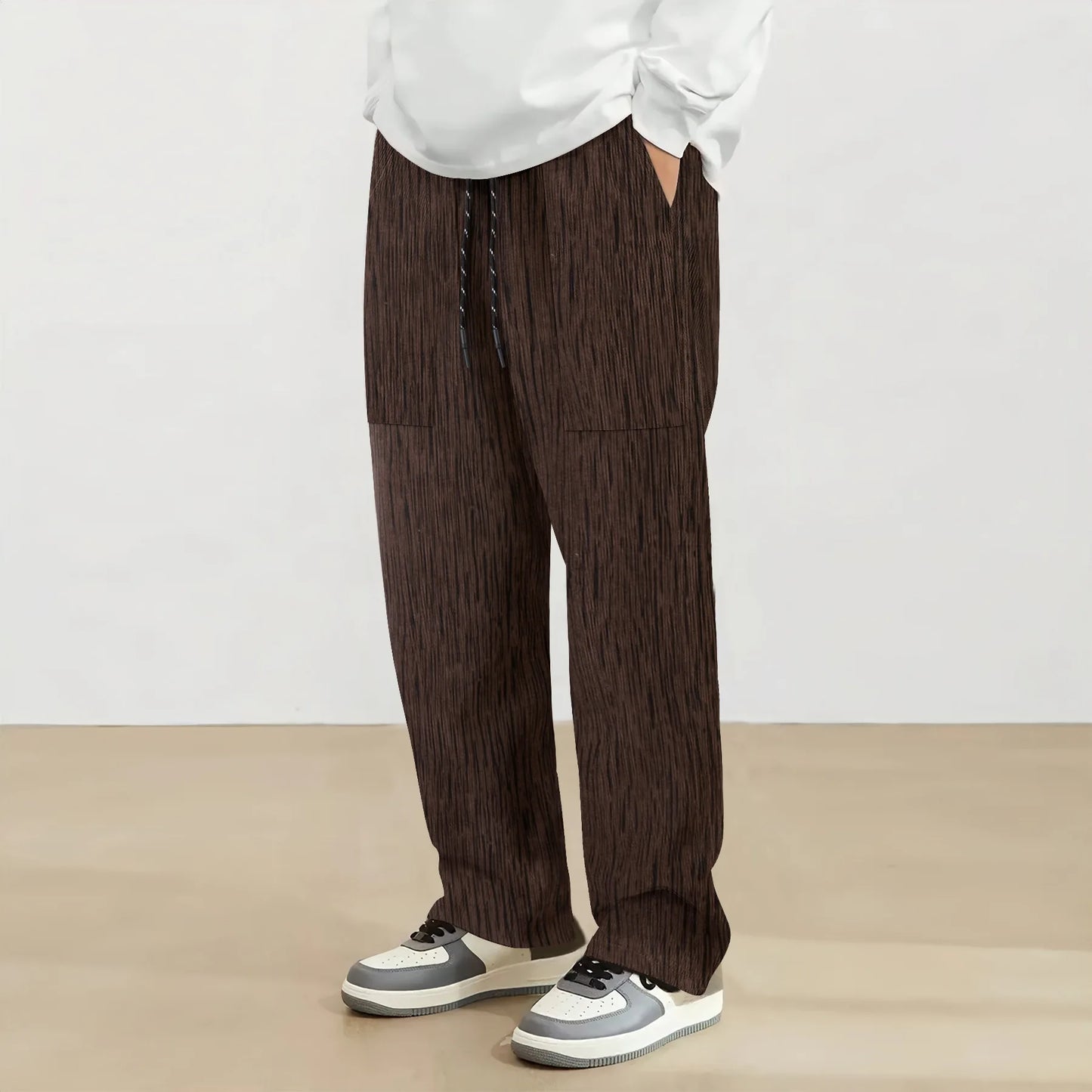 Corduroy Straight Wide-Leg Pants