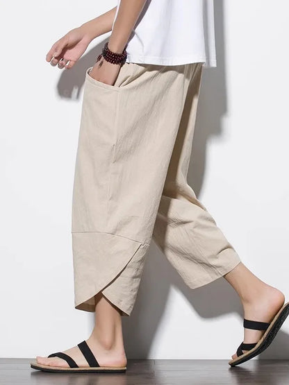 Cotton Linen Calf-Length Harem Pants