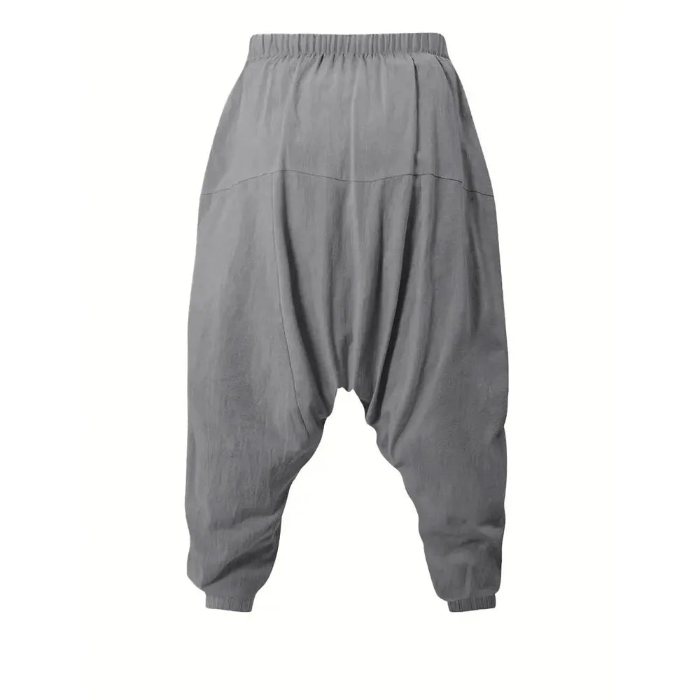 Cotton Linen Drop-Crotch Harem Pants