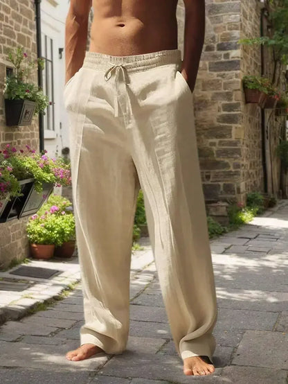 Breathable Wide-Leg Linen Pants