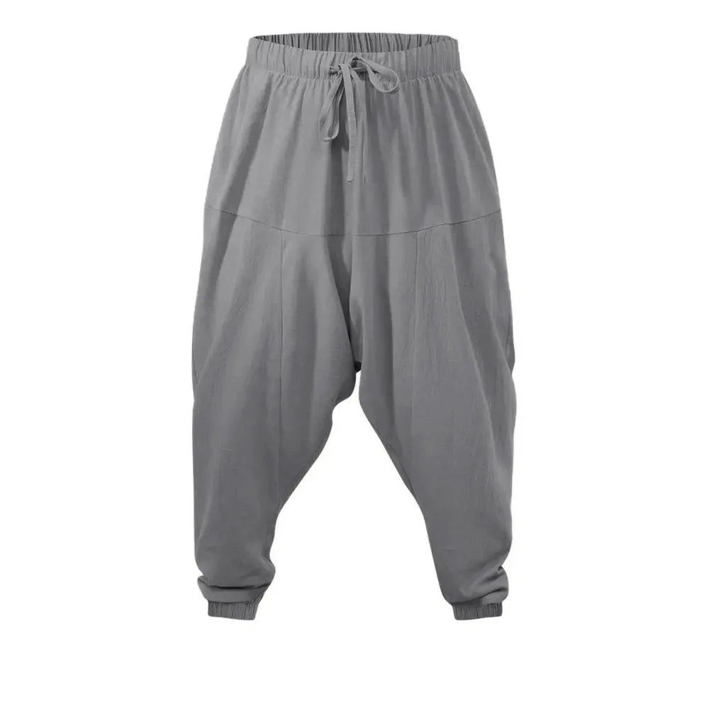 Cotton Linen Drop-Crotch Harem Pants