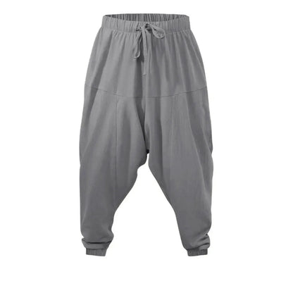 Cotton Linen Drop-Crotch Harem Pants