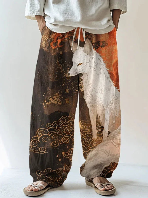 Fox Ink-Print Harajuku Sports Pants