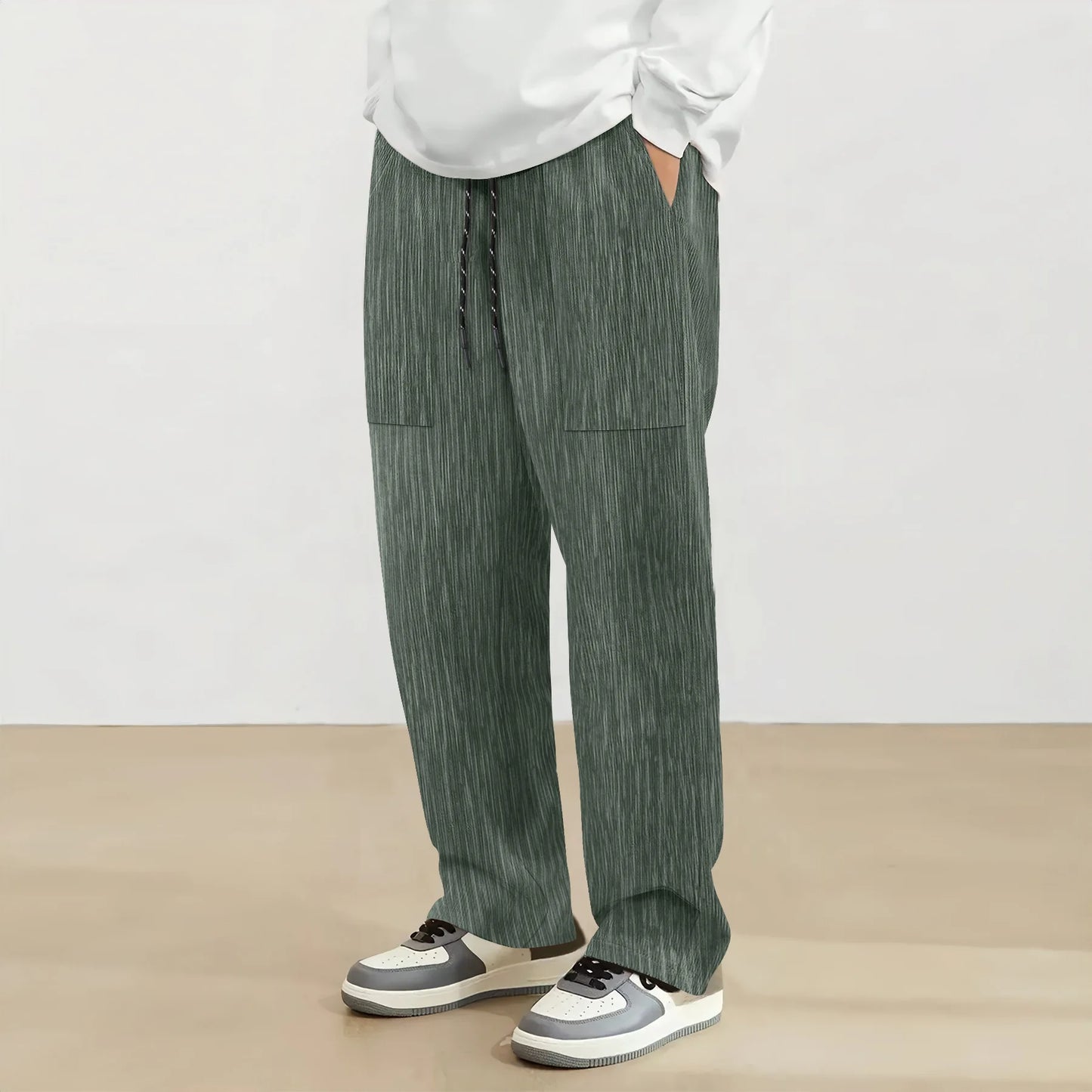 Corduroy Straight Wide-Leg Pants