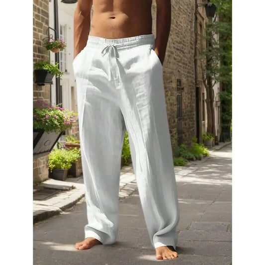 Breathable Wide-Leg Linen Pants