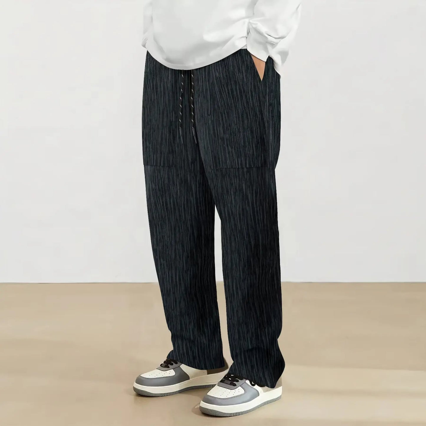 Corduroy Straight Wide-Leg Pants