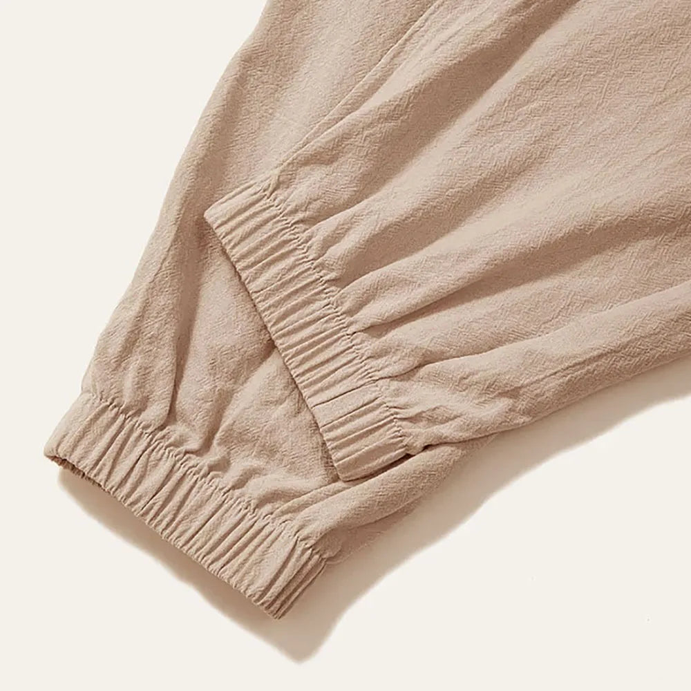 Cotton Linen Drop-Crotch Harem Pants