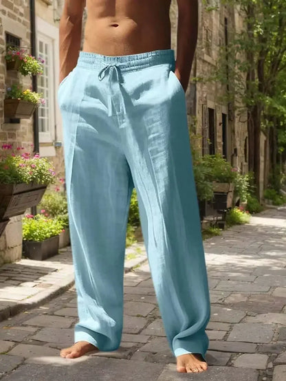 Breathable Wide-Leg Linen Pants