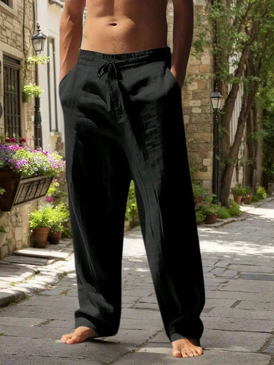 Breathable Wide-Leg Linen Pants