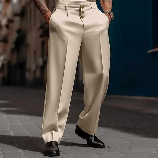 Straight-Fit Formal Business Trousers