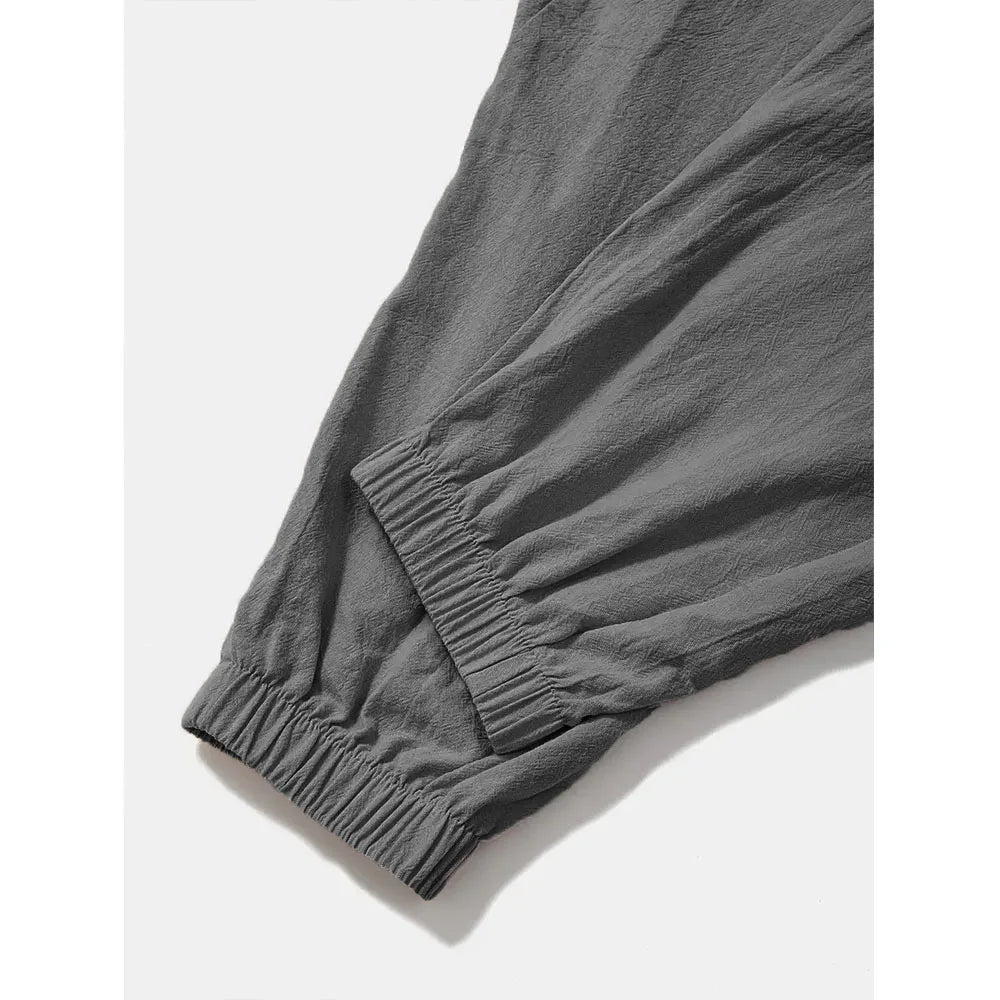 Cotton Linen Drop-Crotch Harem Pants