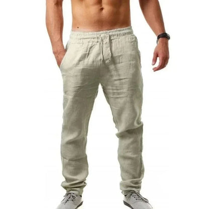 Solid-Color Loose Cotton Linen Pants