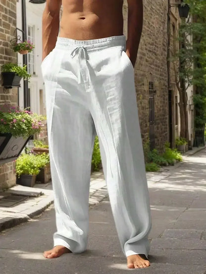 Breathable Wide-Leg Linen Pants