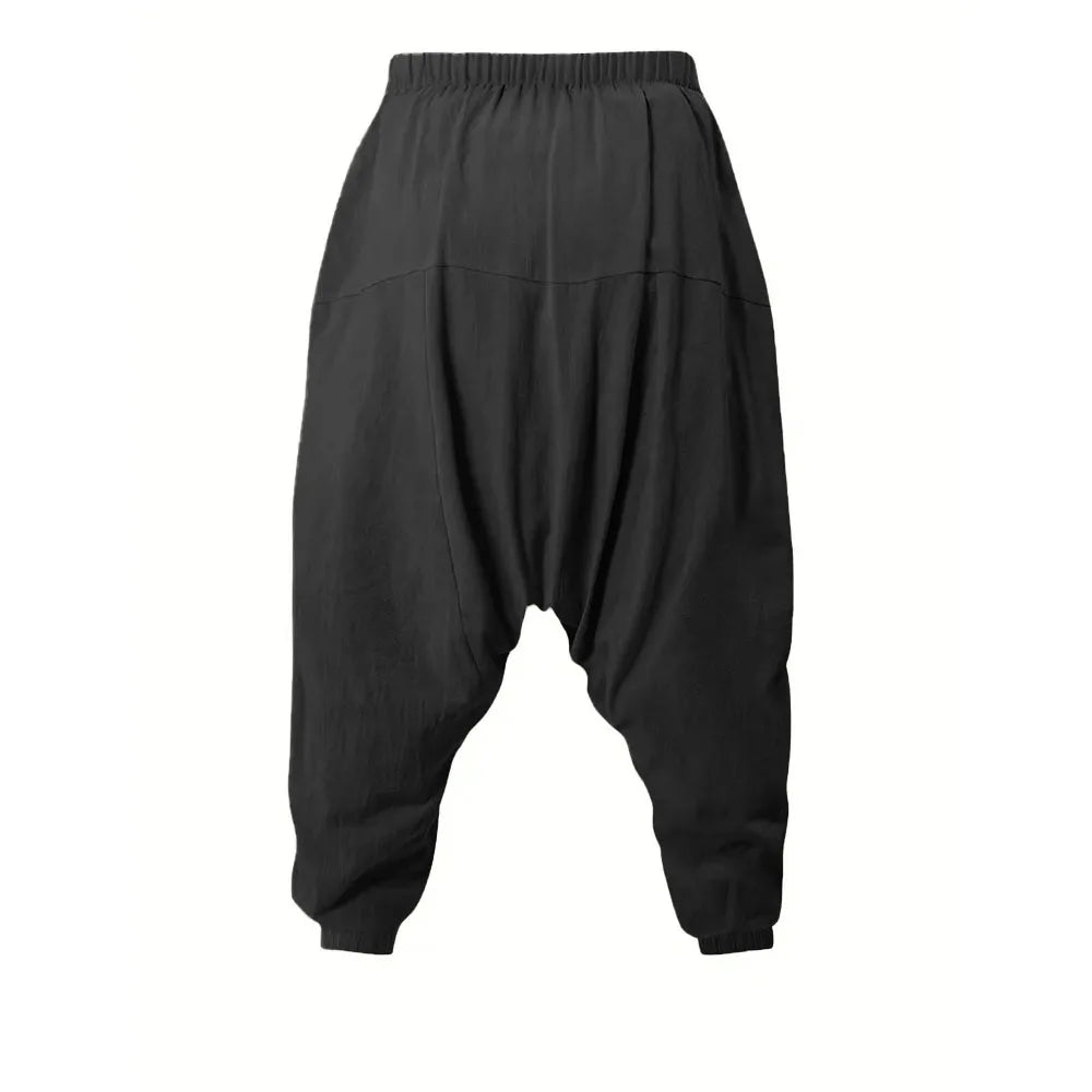 Cotton Linen Drop-Crotch Harem Pants