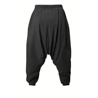 Cotton Linen Drop-Crotch Harem Pants