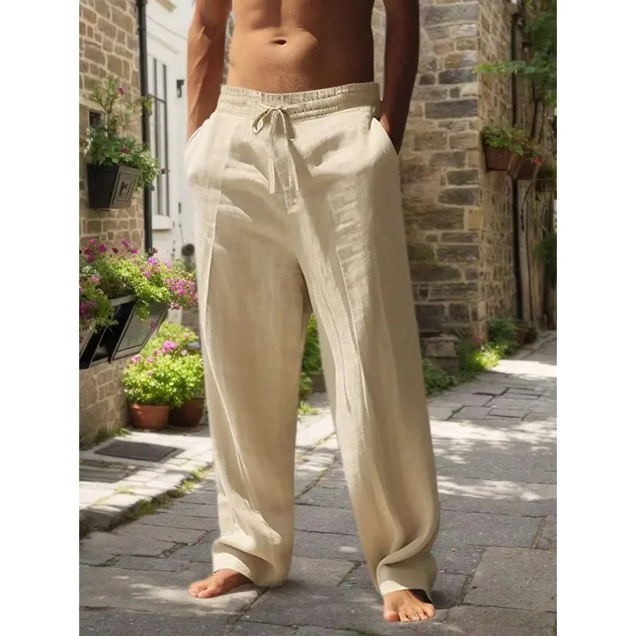 Breathable Wide-Leg Linen Pants