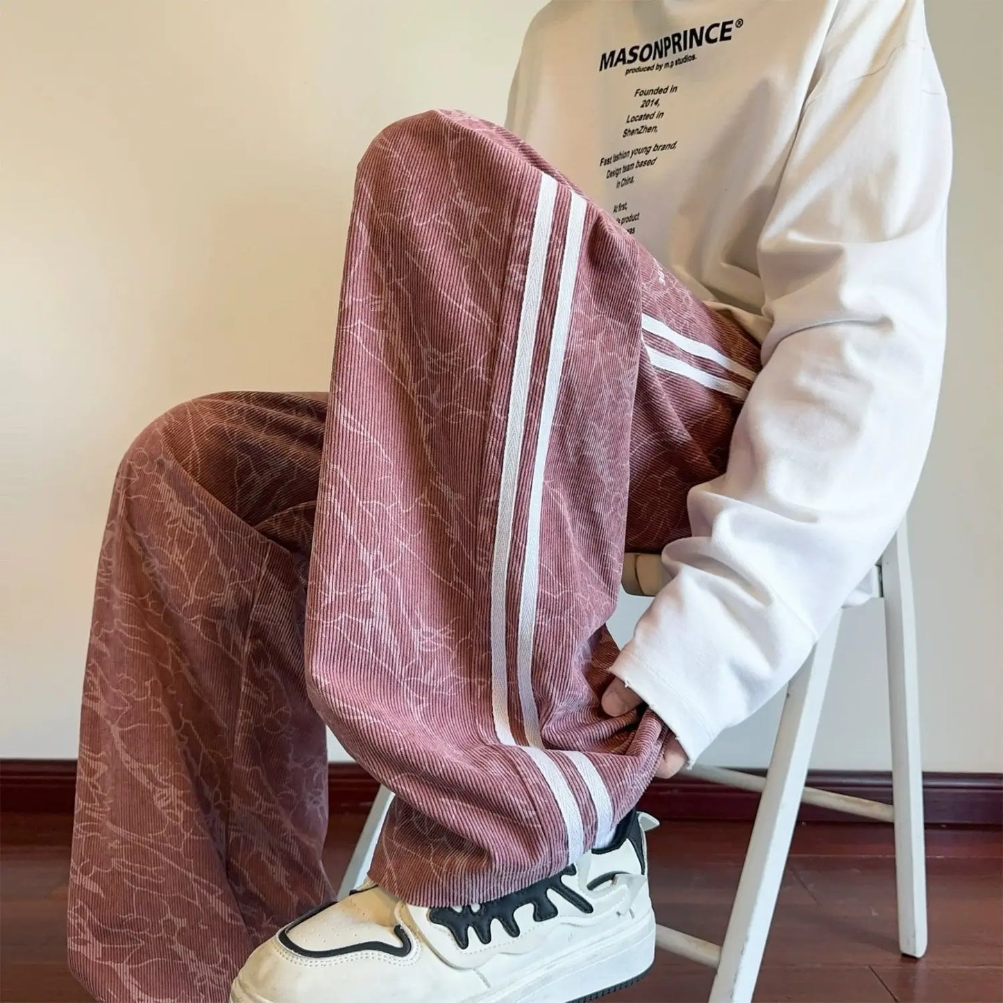 Striped Corduroy Straight Pants