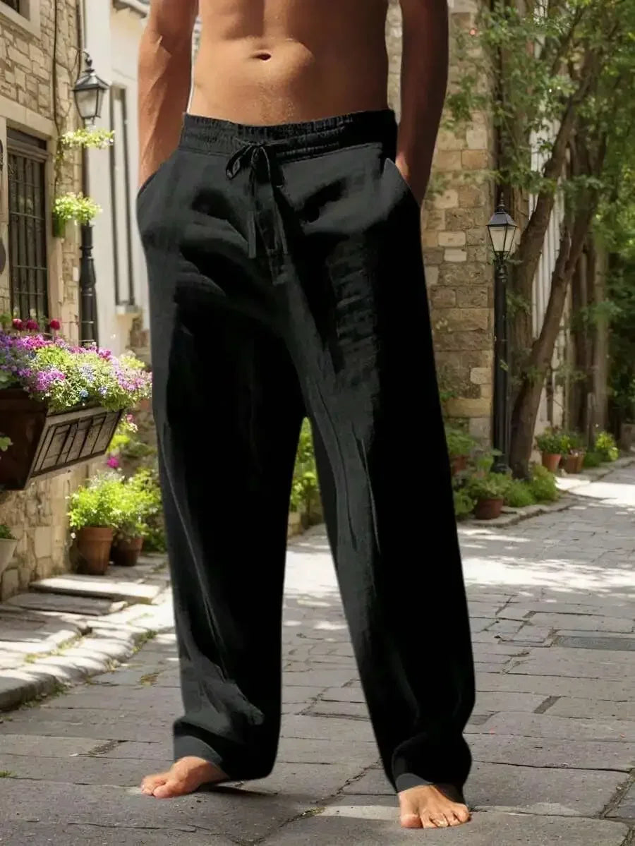 Breathable Wide-Leg Linen Pants
