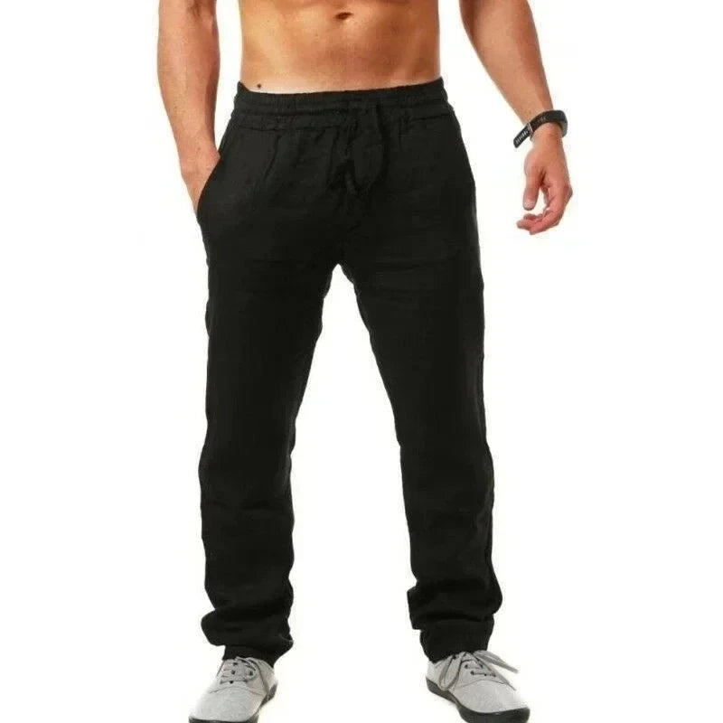 Solid-Color Loose Cotton Linen Pants