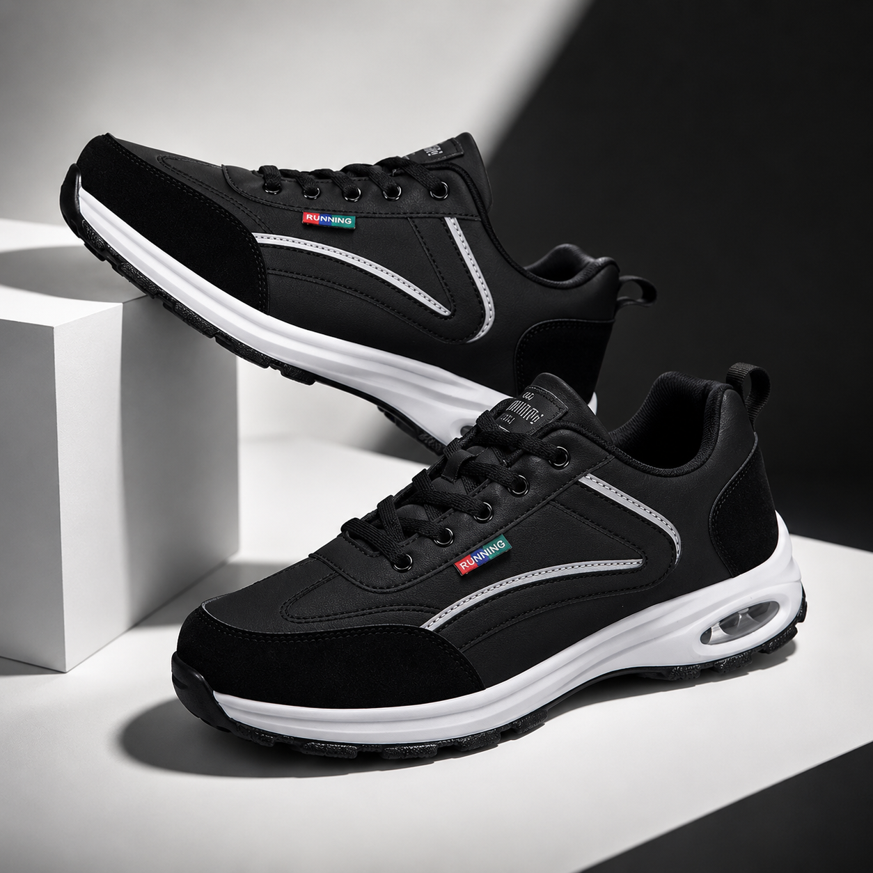 Air-Cushion Lightweight Sports Shoe black classic studio image