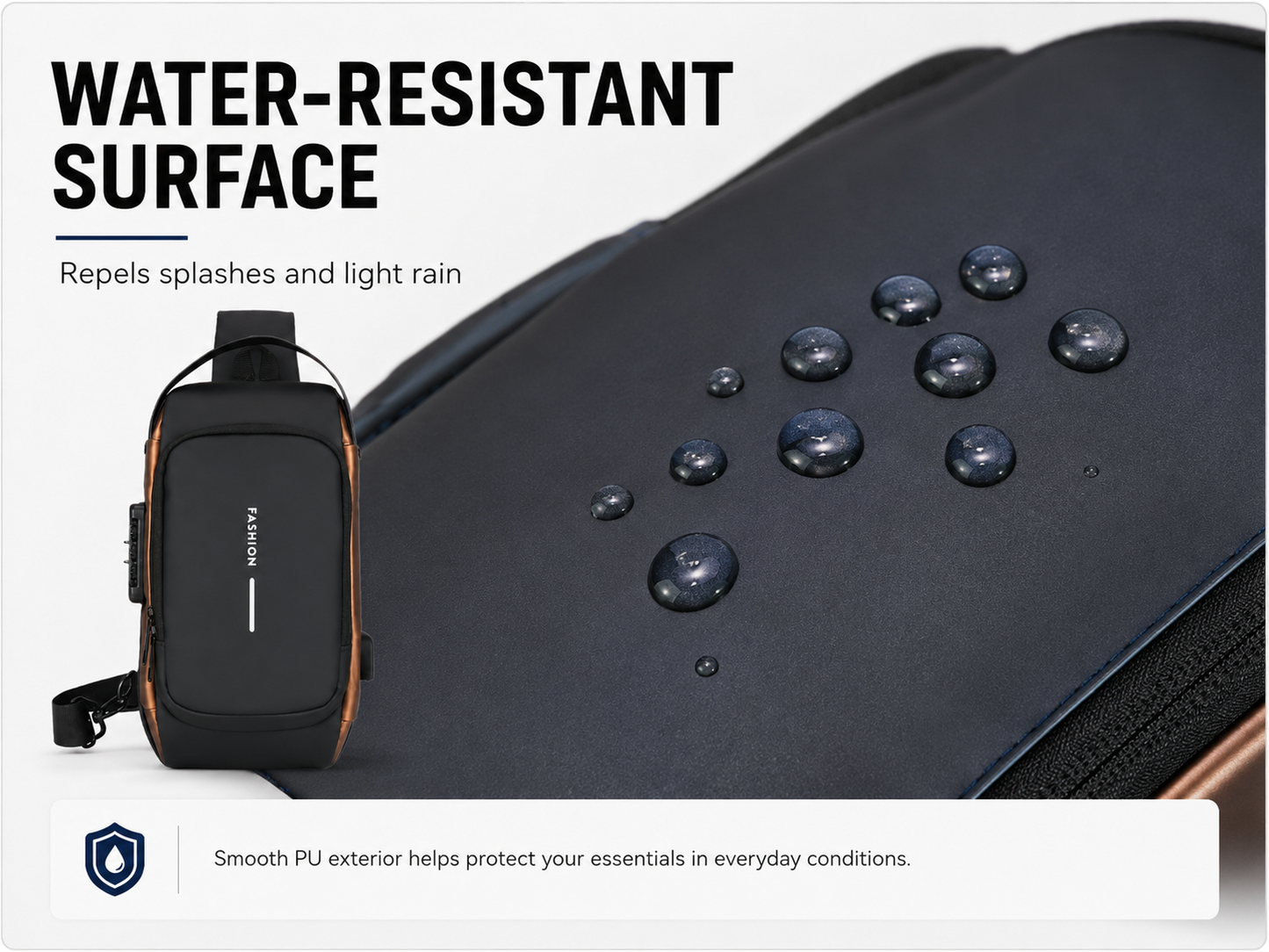 Bag water resistant surface infographic