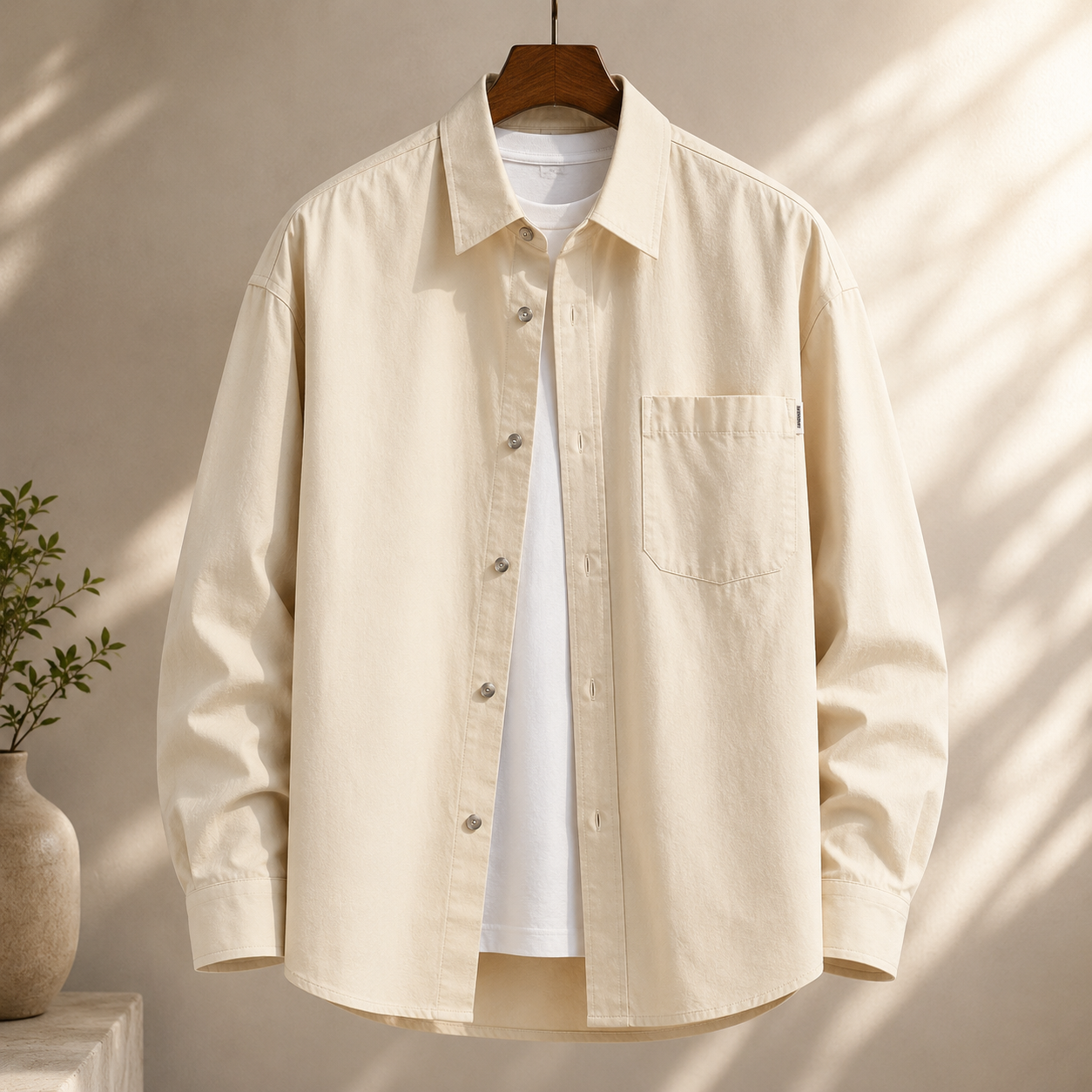 Japanese Long-Sleeve Work Shirt apricot product image