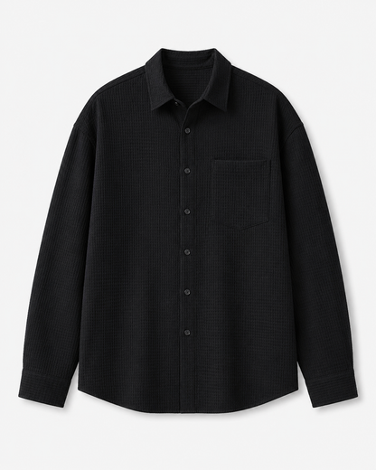 Linen Non-Iron Long-Sleeve Shirt black product-only image