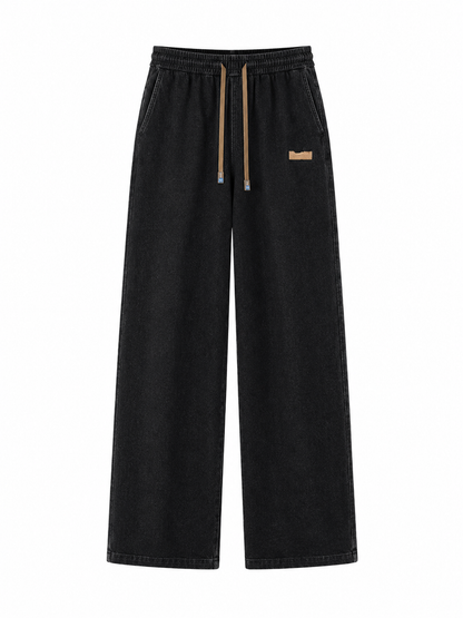 Relaxed Wide-Leg Summer Jeans in black, product-only front view