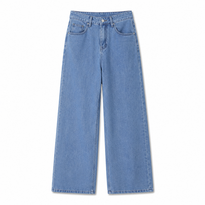 Solid Wide-Leg Street Jeans in blue, front product view