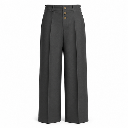 Straight-Fit Formal Business Trousers charcoal front view on white background
