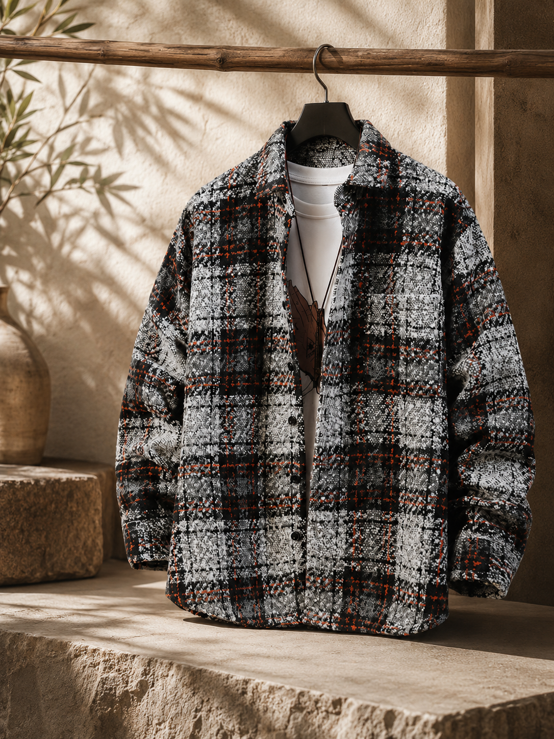 Thickened Plaid Lapel Shirt Coat premium lifestyle product image