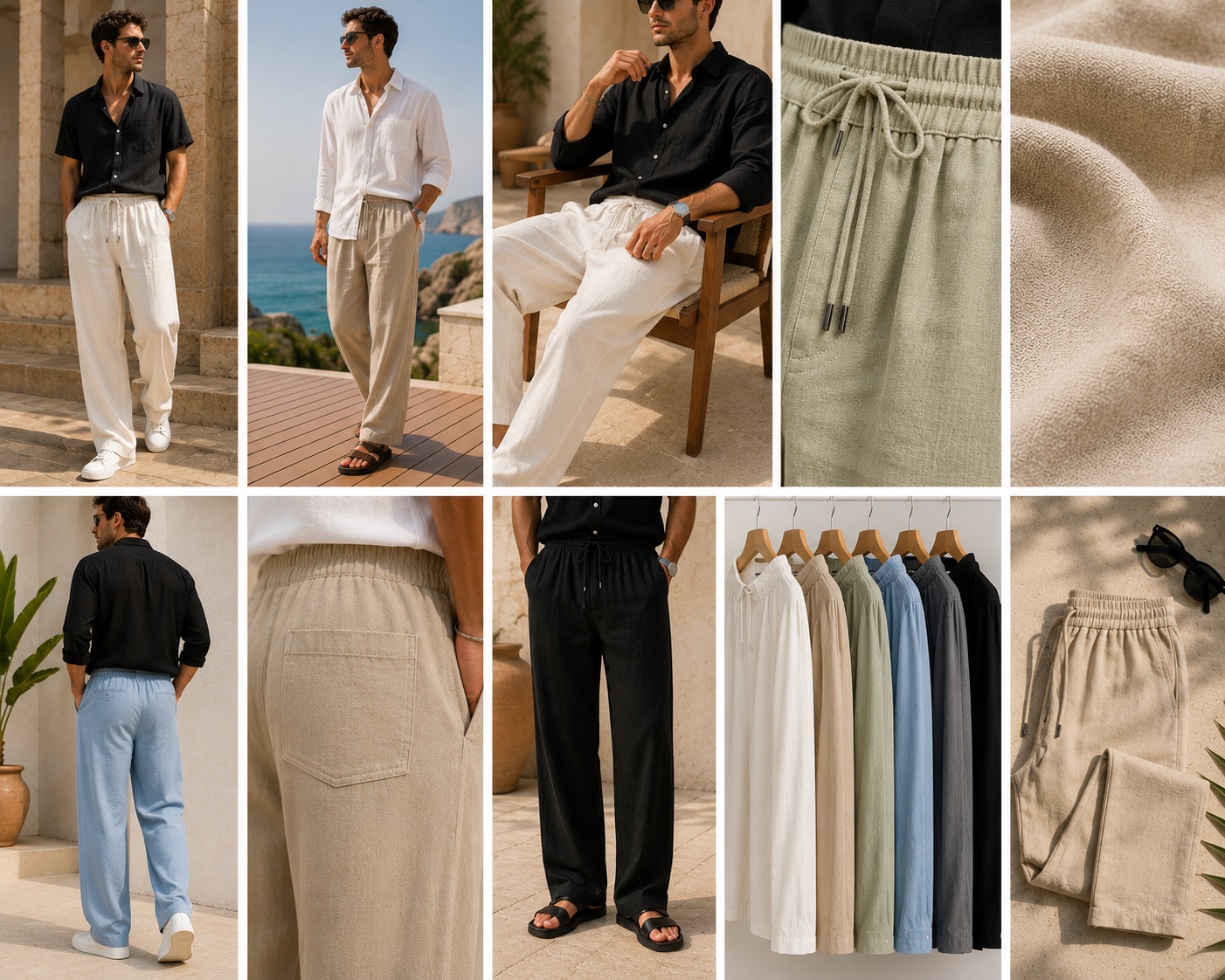 Relaxed-Fit Casual Trousers clean catalog collage with no supplier text