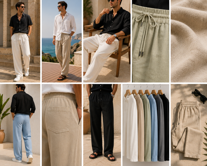 Relaxed-Fit Casual Trousers clean catalog collage with no supplier text