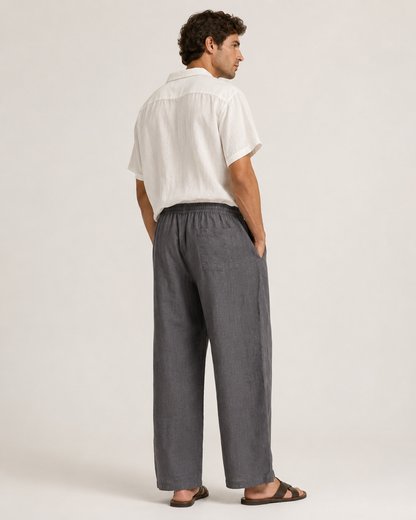 Breathable Wide-Leg Linen Trousers clean seated white linen look