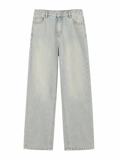Washed Blue Straight-Leg Jeans in pale light wash, product-only front view