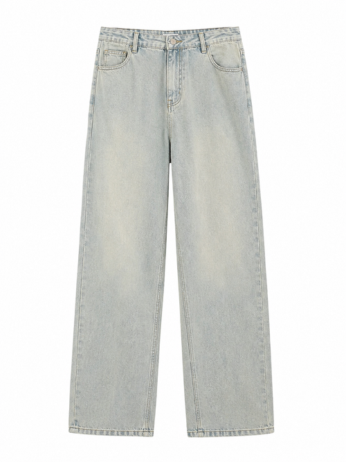 Washed Blue Straight-Leg Jeans in pale light wash, product-only front view