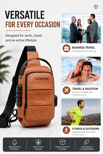 Waterproof Anti-Theft Crossbody Bag versatile occasions poster in English